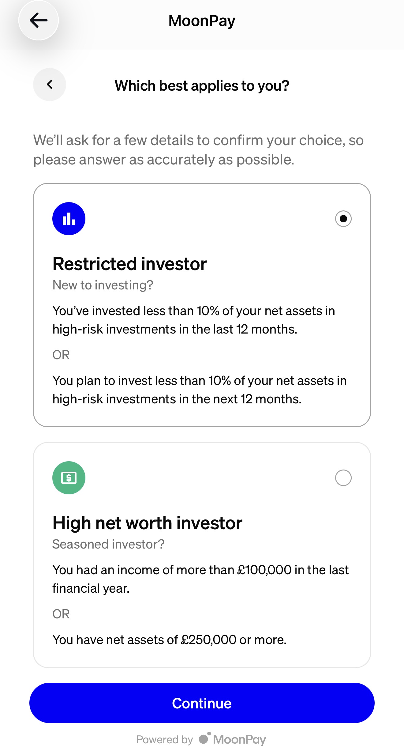 Restricted vs High net worth