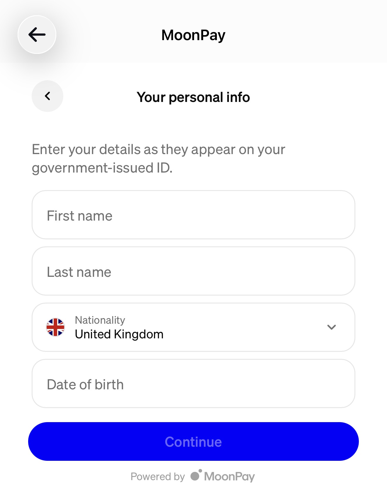 Personal info form